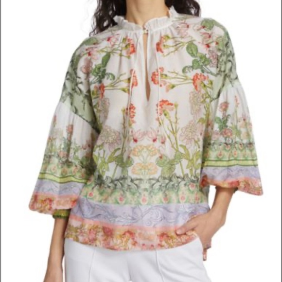 Alice + Olivia Tops - Alice + Olivia Julius Smocked Scarf Blouse | Floral Festival | NWOT | Size S